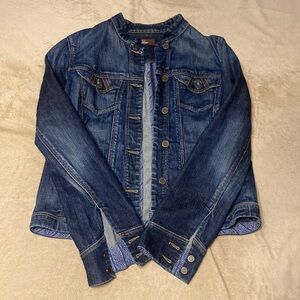 Paige Fairfax leather trimmed Jean Jacket, Size L
